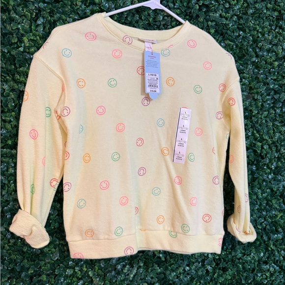 Cat & Jack Other - Cat & Jack Kids Long Sleeve Tee - Light Yellow with Colorful Smiley Faces